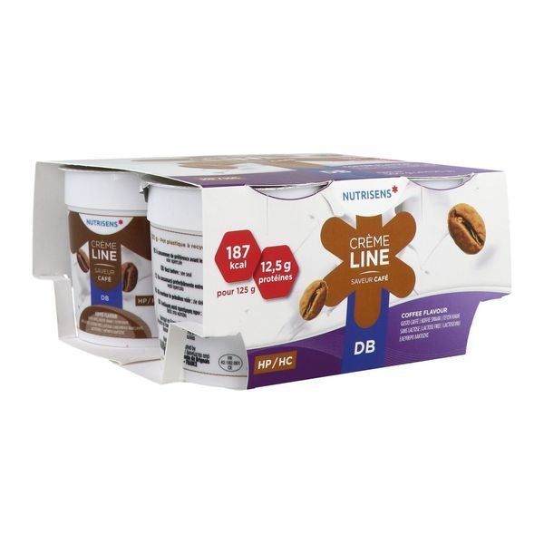 NUTRISENS CREMELINE DB CREME DESSERT Denrée alimentaire destinée à des fins médicales spéciales, café, 125 g x 4