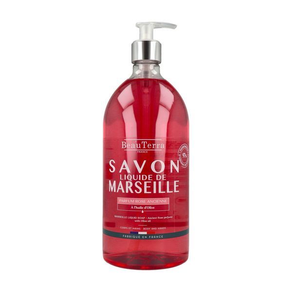 Beauterra Savon Liquide De Marseille Rose Ancienne Flacon 1 L 1