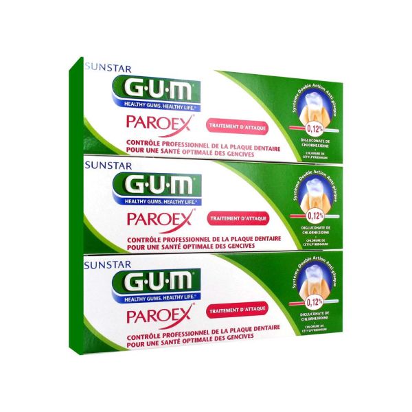 GUM Paroex Gel Dentifrice Lot de 3 x 75 ml