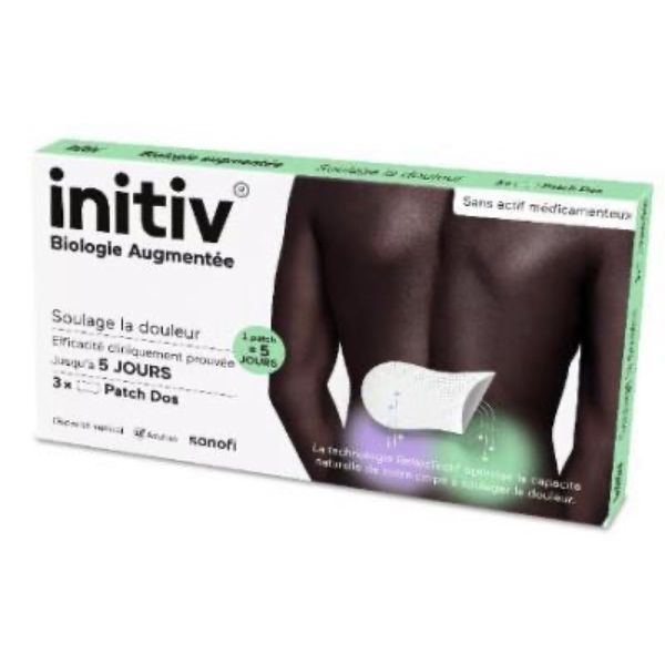 INITIV PATCH DOS Patch antidouleur, sans actifs médicamenteux, adhésif pour le dos, bt 3