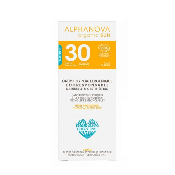 Alphanova Soin solaire SPF 30 visage hypoallergénique BIO - tube 50 g