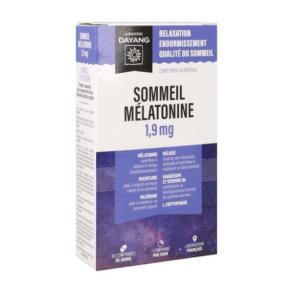 DAYANG SOMMEIL MELATONINE 1,9 MG Comprimé, complément alimentaire à base de mélatonine, bt 30