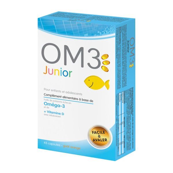 OM3 JUNIOR Capsule à mâcher, complément alimentaire à base d'Oméga 3 et de vitamine D, bt 60