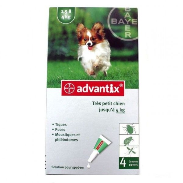 Advantix Tres Petit Chien (Solution Pour Spot On) Pipette 0,4 Ml 4