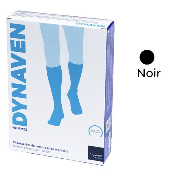 DYNAVEN 2 FIN NEW HOMME Chaussette médicale de compression classe 2, pour homme, noir, normal, small (ref. 358501), paire