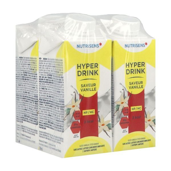 NUTRISENS HYPERDRINK HP HC 2 KCAL Denrée alimentaire destinée à des fins médicales spéciales, vanille, 200 ml x 4