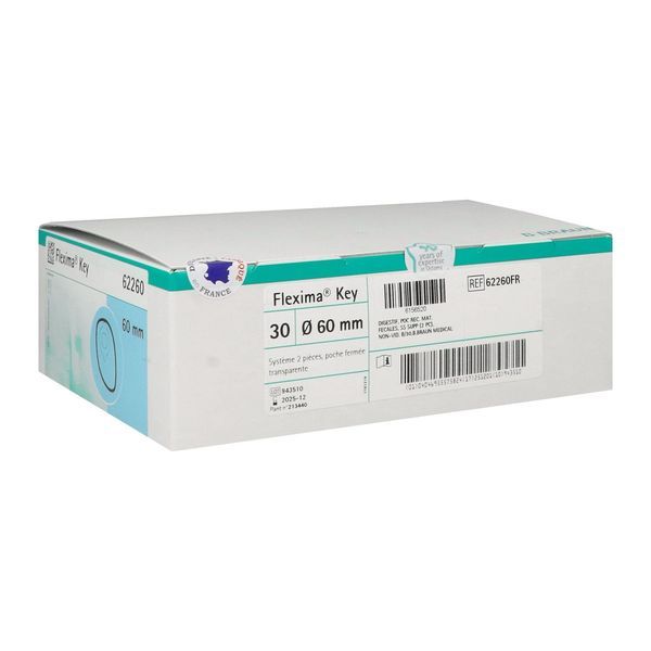FLEXIMA KEY POCHE Poche fermée, système 2 pièces à couplage adhésif, transparente, diamètre 60 mm (ref. 62260FR), bt 30