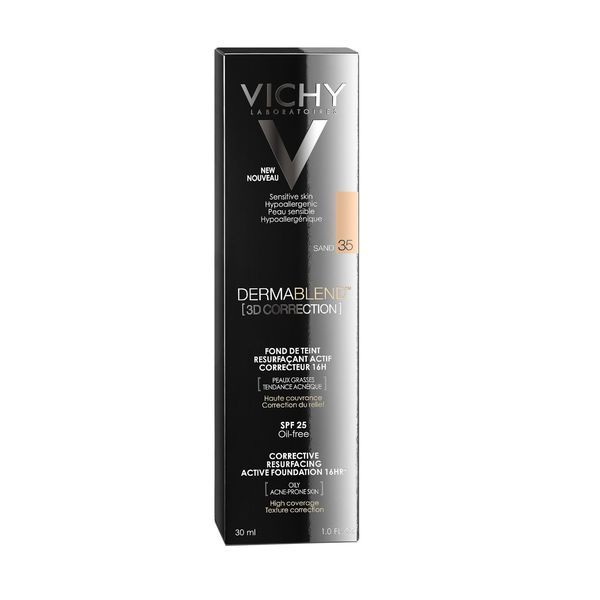 DERMABLEND 3D CORRECTION FOND DE TEINT Fond de teint resurfaçant correcteur 3D, n° 35, sable, tube 30 ml