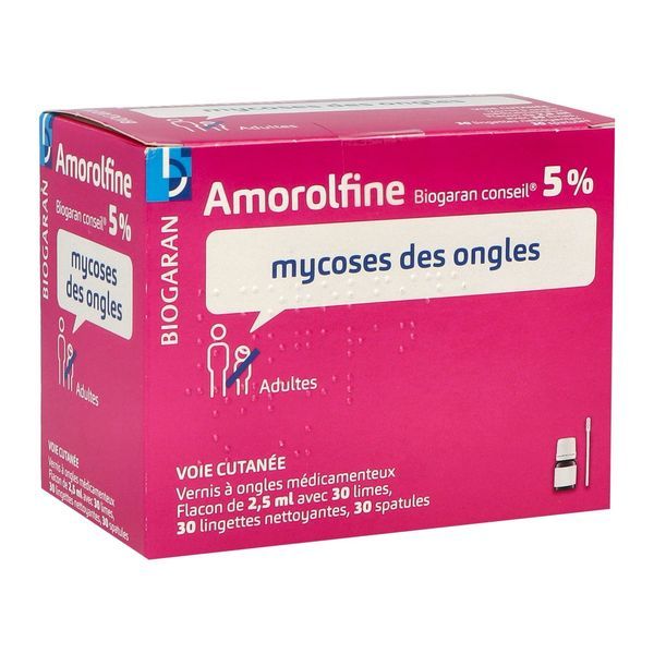 Amorolfine Biogaran Conseil 5 % Vernis A Ongles Medicamenteux 1 Flacon(S) En Verre De Type Iii De 2,5 Ml Avec Necessaire(S) (30 Limes