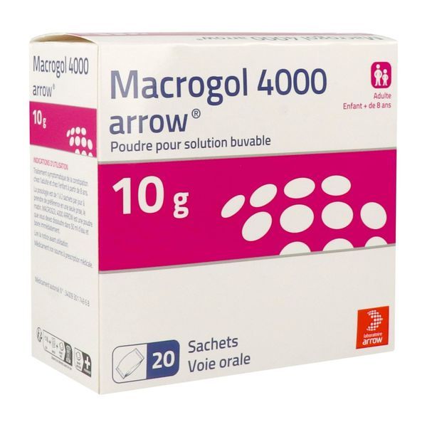 MACROGOL 4 000 ARROW Poudre pour solution buvable 10 g, boîte 20 sachets