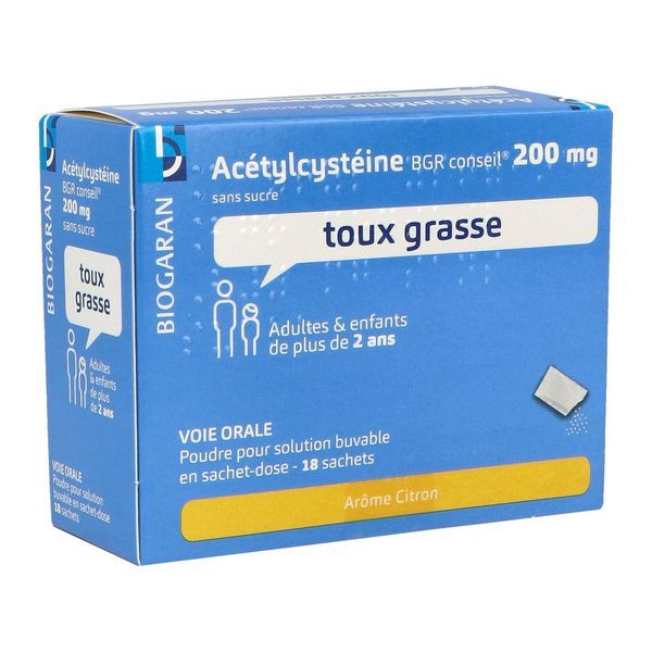 Acetylcysteine Bgr Conseil 200 Mg Sans Sucre Poudre Pour Solution Buvable En Sachet-Dose B/18