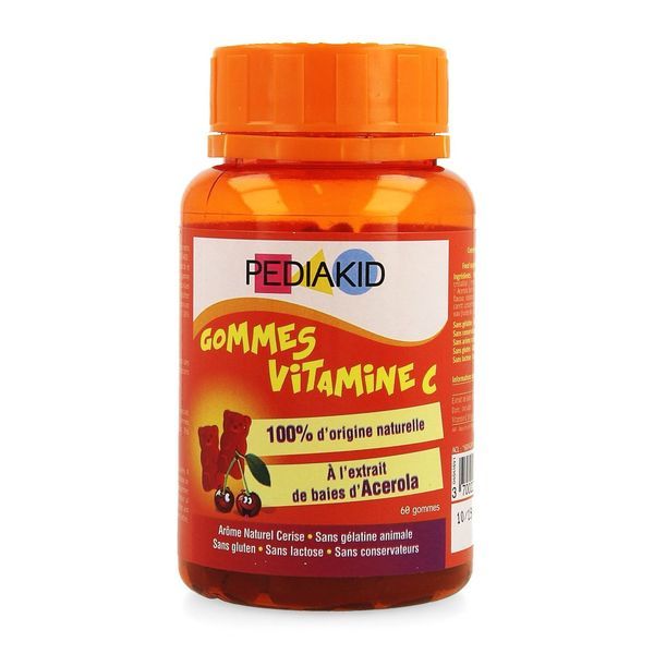 PEDIAKID GOMMES VITAMINE C Gomme ourson, complément alimentaire à base d'extrait de baies d'acérola, bt 60
