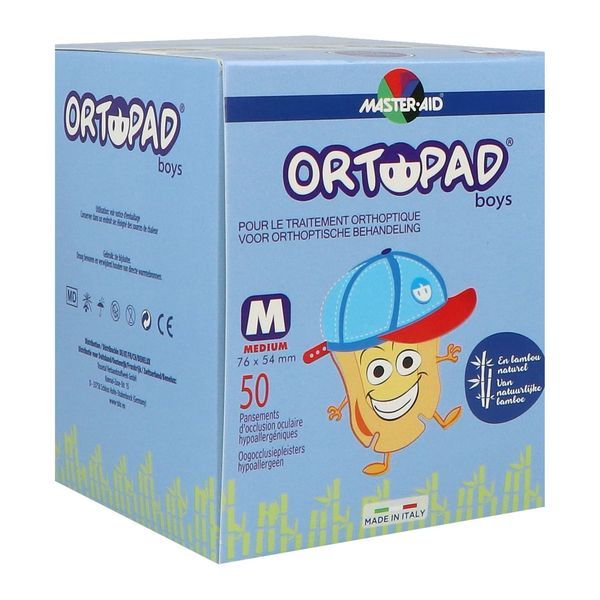 ORTOPAD FOR BOYS GRANDS MOTIFS MEDIUM Pansement orthoptique hypoallergénique, adhésif, décoré, bt 50