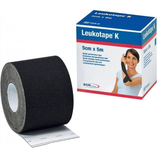 Leukotape K Bande Taping de Kinésiologie Noir 5 cm x 5 cm