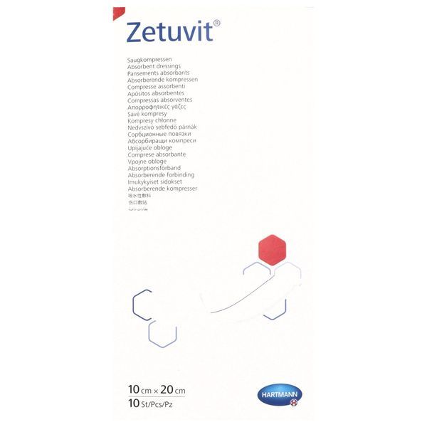 ZETUVIT Pansement absorbant stérile, non adhérent à la plaie, 10 cm x 20 cm (ref. 413652/6), bt 10