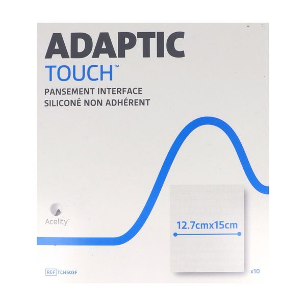 ADAPTIC TOUCH Pansement interface siliconé, non adhérent à la plaie, stérile, 12,7 cm x 15 cm (ref. TCH503F), bt 10