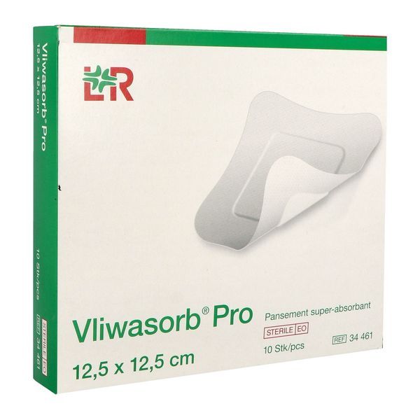 VLIWASORB PRO Pansement hydrocellulaire superabsorbant, stérile, 12,5 cm x 12,5 cm (ref. 34461), bt 10