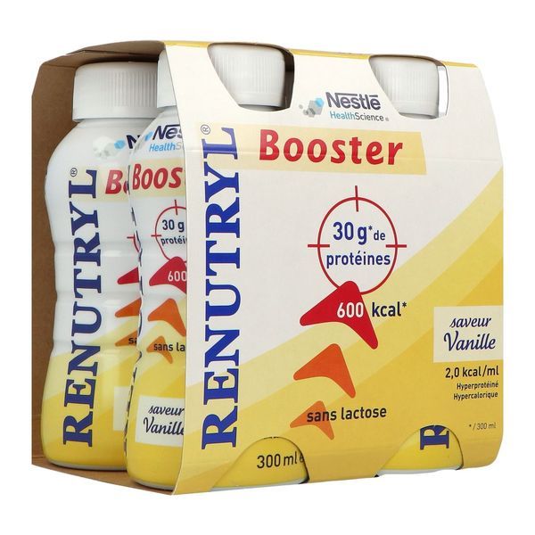 CLINUTREN RENUTRYL BOOSTER Denrée alimentaire destinée à des fins médicales spéciales, saveur vanille, 300 ml x 4