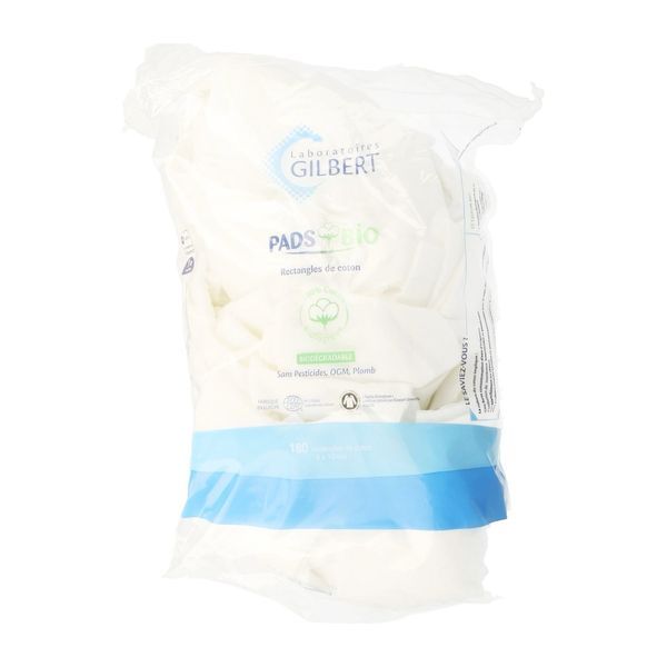 PADS BIO RECTANGLES DE COTON Rectangle de coton bio 100 %, sachet 180