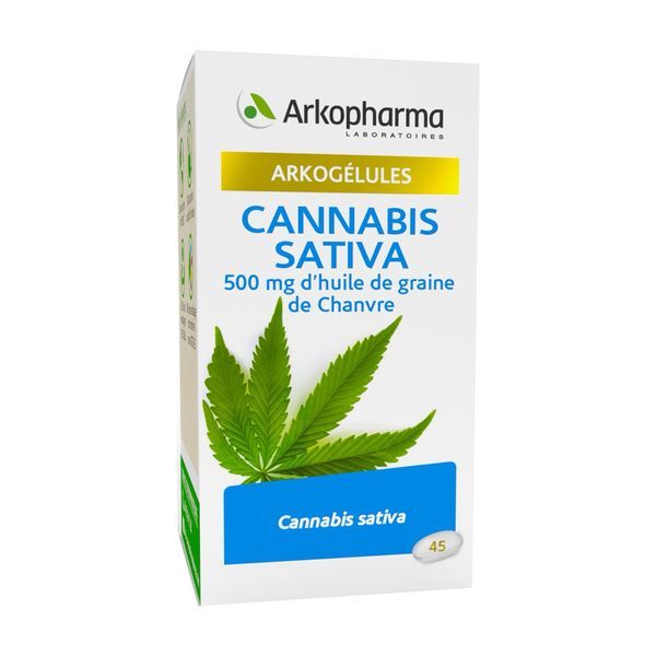 ARKOGELULES CANNABIS SATIVA Capsule, complément alimentaire à base d'huile de graine de chanvre, bt 45