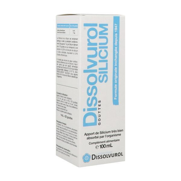 DISSOLVUROL SILICIUM GOUTTES Solution buvable, complément alimentaire à base de silicium, fl 100 ml