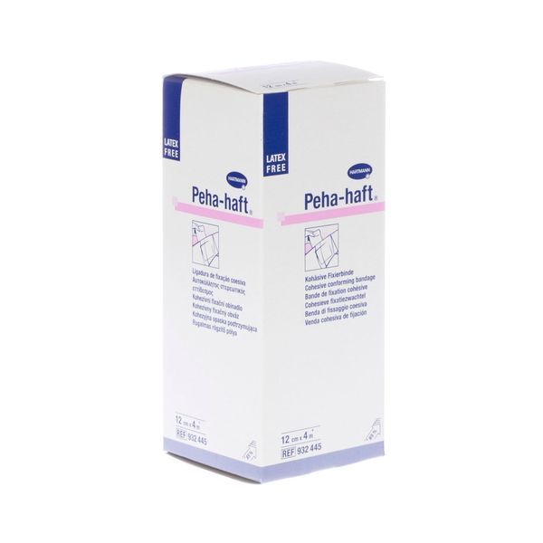 PEHA - HAFT LATEX FREE Bande de fixation élastique et cohésive, 4 m à l'étirage x 12 cm (ref. 3000570), unité