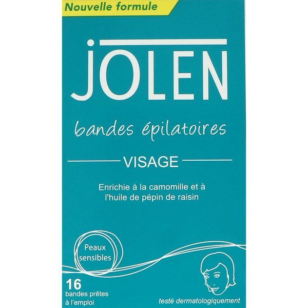 JOLEN BANDES EPILATOIRES Bande de cire froide épilatoire, visage, bt 16