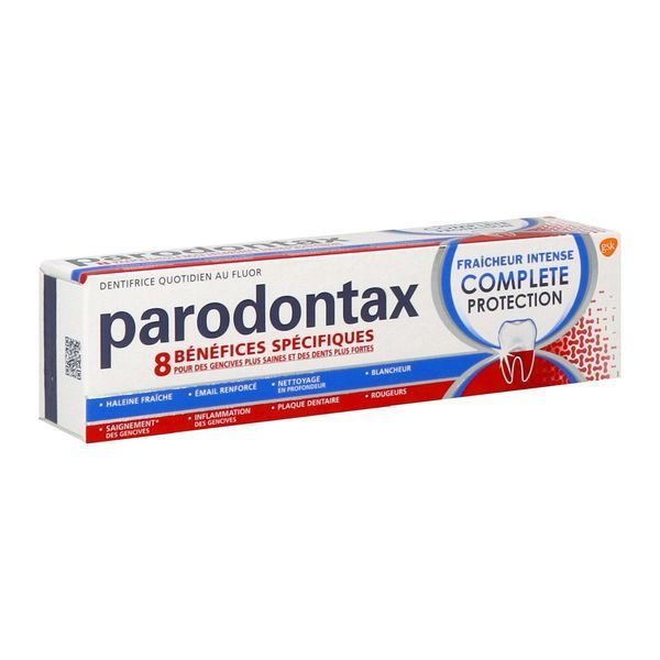 PARODONTAX COMPLETE PROTECTION DENTIFRICE Dentifrice fluoré, fraîcheur intense, tube 75 ml