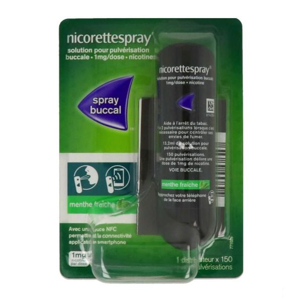 Nicorette Spray 1 Mg/Dose Solution Pour Pulverisation Buccale 1 Flacon(S) Polyterephtalate (Pet) De 13,2 Ml Avec Pompe Avec Distributeur(S) Incluant U