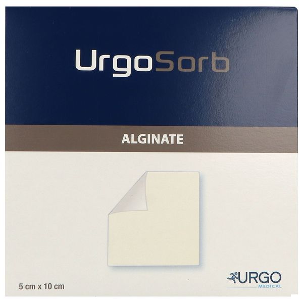URGOSORB Pansement d'alginate et carboxymethylcellulose pour plaie très exsudative, 5 cm x 10 cm (ref. 552141), bt 10
