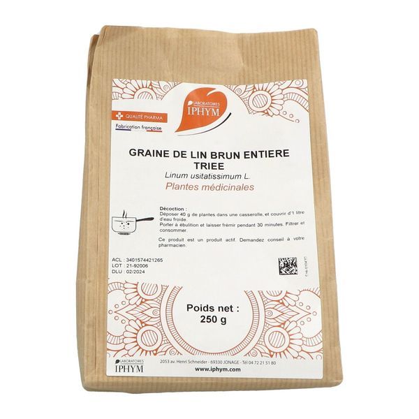 GRAINE DE LIN CULTIVE PHARMA PLANTES Semence de lin cultivé, vrac, entière, sac 250 g