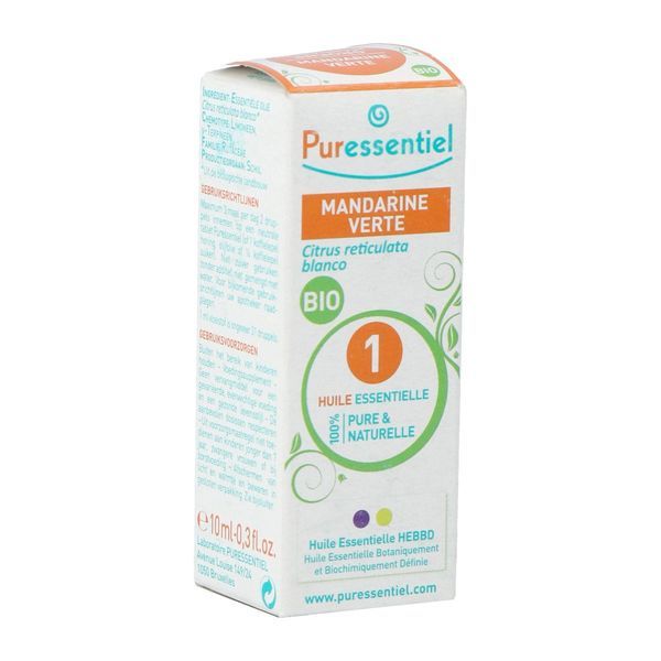 PURESSENTIEL HUILE ESSENTIELLE BIO COMPLEMENT ALIMENTAIRE Complément alimentaire, huile essentielle de mandarine verte HEBBD, fl 10 ml