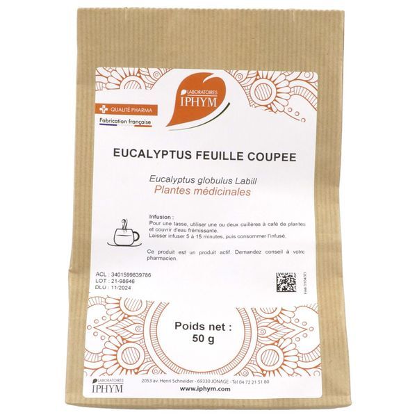 EUCALYPTUS IPHYM Feuille d'eucalyptus, vrac, coupée, sac 50 g