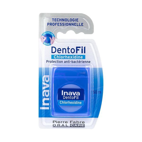 INAVA DENTOFIL CHLORHEXIDINE Fil dentaire ciré, antibactérien, imprégné de chlorhexidine, unité