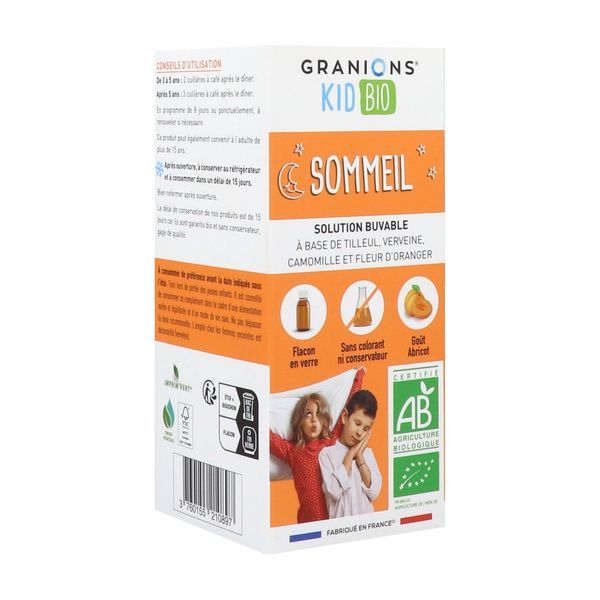 Granions Sirop sommeil Abricot BIO - flacon 125 ml