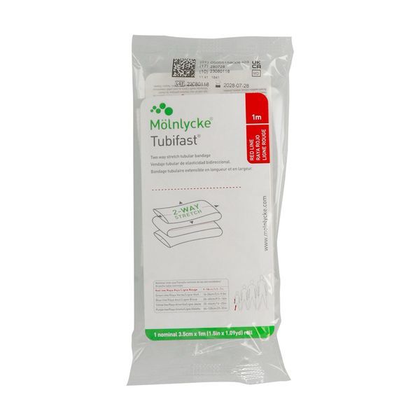 TUBIFAST 2 - WAY STRETCH BANDAGE Bandage tubulaire de maintien en jersey extensible, rouleau, rouge, 1 m x 3,5 cm, unité