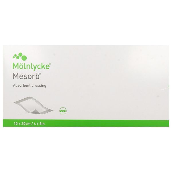 MESORB Pansement absorbant, non tissé, stérile, non adhérent à la plaie, 10 cm x 20 cm (ref. 774808), bt 10