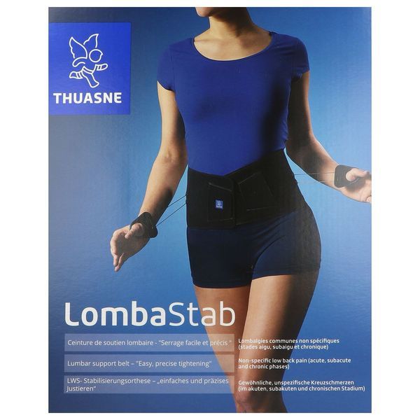 LOMBASTAB Ceinture de soutien lombaire, à lacet, coloris noir bleuté, hauteur 26 cm, taille 5, unité