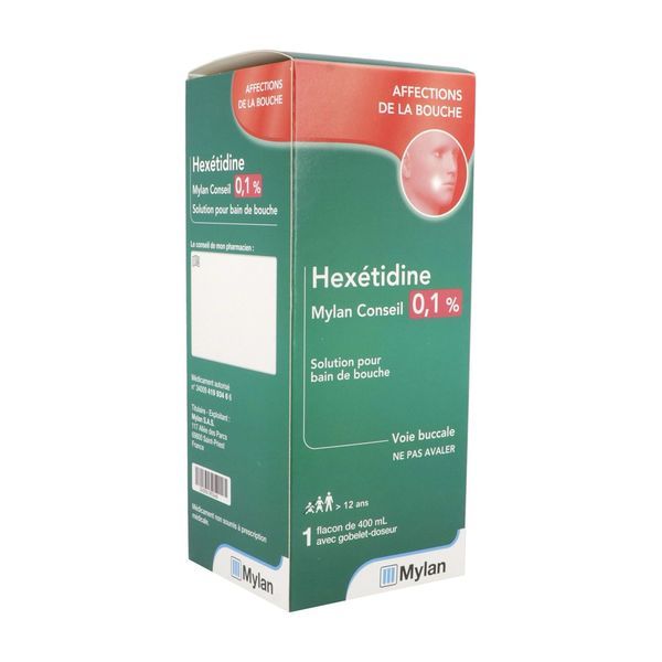 Hexetidine Viatris Conseil 0,1 % Solution Pour Bain De Bouche B/400