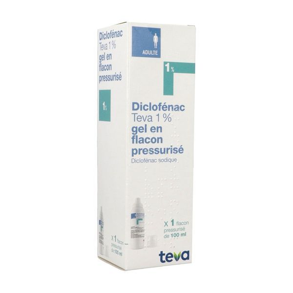 DICLOFENAC TEVA Gel en flacon pressurisé 1 %, boîte 1 flacon pressurisé 100 ml