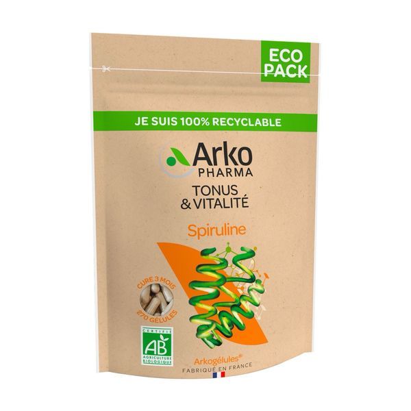 ARKOGELULES SPIRULINE BIO Gélule, complément alimentaire à base de spiruline bio, éco pack 270