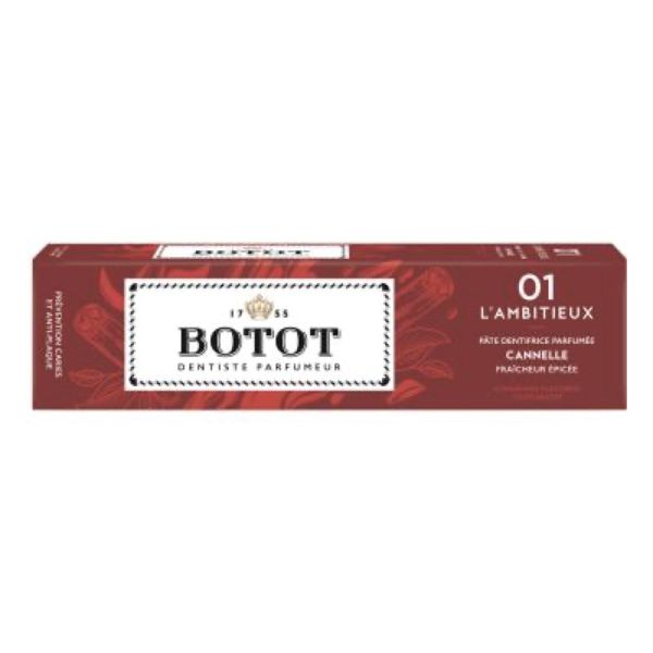 BOTOT L'AMBITIEUX 01 PATE DENTIFRICE PARFUMEE Pâte dentifrice parfumée à la cannelle (rouge), tube 75 ml