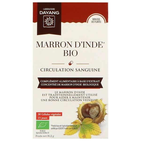 DAYANG PLANTE UNITAIRE BIO MARRON D'INDE Gélule, complément alimentaire à base de marron d'Inde, bt 30