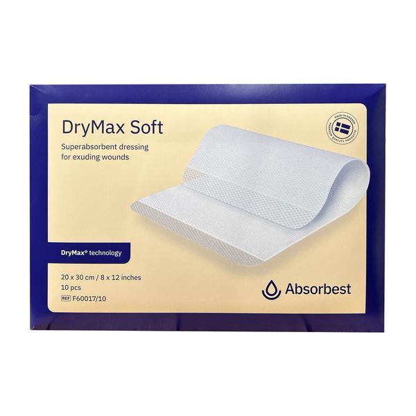 DRYMAX SOFT Pansement hydrocellulaire ultrafin, superabsorbant, stérile, 20 cm x 30 cm (ref. F60017/10), bt 10