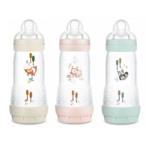 MAM EASY START ANTICOLIQUE NATURE BIBERON Biberon à vis complet décoré, débit 3, 320 ml, lin, unité