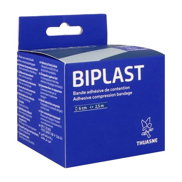 BIPLAST Bande de contention adhésive à allongement court, 2,5 m x 6 cm, unité