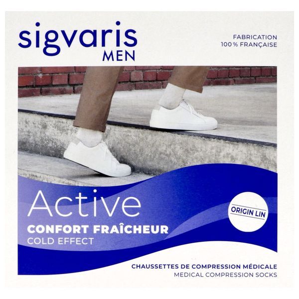 SIGVARIS 2 ACTIVE CONFORT FRAICHEUR MEN Chaussette médicale de compression classe 2, homme, noir, long, XXlarge (ref. 303338), paire