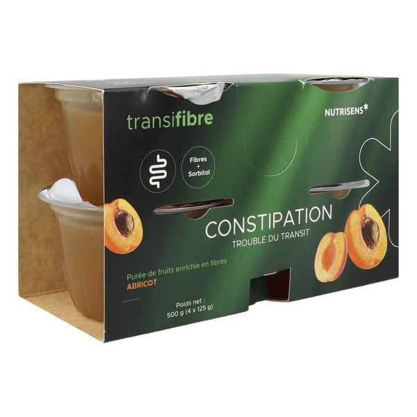 NUTRISENS TRANSIFIBRE Denrée alimentaire destinée à des fins médicales spéciales, abricot, 125 g x 4