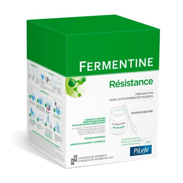Pilège Fermentine Résistance - La boîte pour 36 pots 6 sachets de préparation pour laits fermentés + 6 sachets de ferments + 1 notice explicative