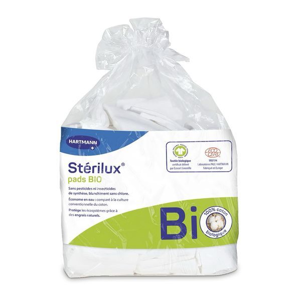 Sterilux Pads Bio Rectangle De Coton Blanc 7,5*9,5 Cm 160